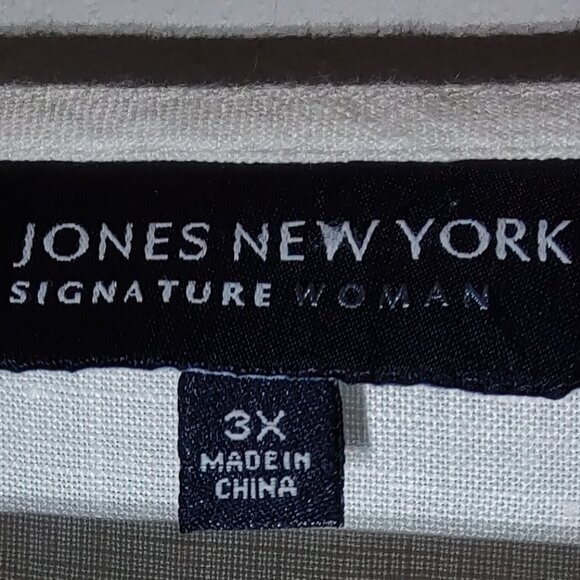 JONES NEW YORK SIGNATURE WOMAN LINEN TUNIC 3/4 SLV BEADED WHITE SIZE 3X - Picture 6 of 7